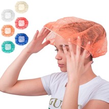 100-Pack Orange Disposable Hair Nets 21&quot;, Polypropylene Bouffant w/ Stre... - £11.90 GBP