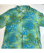 Mae Young Designs Hawaiian Button Up Shirt XL Blue/Green Short Sleeve *F... - £18.35 GBP