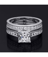 Womens 2.75 Carat Wedding Band Engagement Ring Set Princess Cut Silver S... - €72,21 EUR