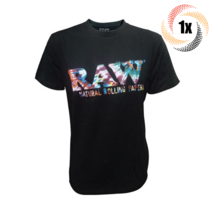 1x Shirt Raw Tie Dye Logo Design Black Comfy T Shirt | M | 100% Cotton - £32.96 GBP