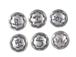 6 Vintage Navajo Stamped Sterling  button covers p - £73.78 GBP