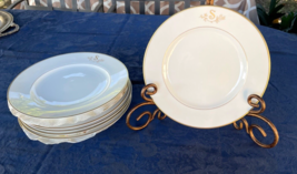 8 Princess House Heritage China White W/Gold Trim Dinner Plates “S” Monogram - $75.00