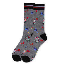 Parquet Men&#39;s Crew Novelty Socks Throwing Darts Shoe Size 6-12.5 Gray Color - $11.60