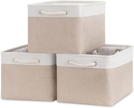 Bidtakay Baskets Large Fabric Storage Bins with Handles [3-Pack] Collapsible - £33.56 GBP