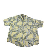 United Mens Hawaiian Button Shirt Palm Tree L Yellow Green And Blue - £11.81 GBP