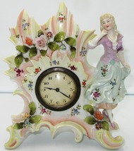 CHARMING PORCELAIN CLOCK &amp; VASE COMBINATION VICTORIAN LOOK - $296.98 MXN