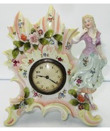 CHARMING PORCELAIN CLOCK &amp; VASE COMBINATION VICTORIAN LOOK - $293.84 MXN