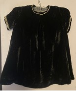 Vintage 1950s Baby Doll Black Crushed Velvet Dress –Lined, Pearl Buttons... - $694.53 MXN