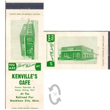 Vintage Matchbook Cover Kenville&#39;s Cafe Mackinaw City Michigan 1950s Restaurant - £7.39 GBP