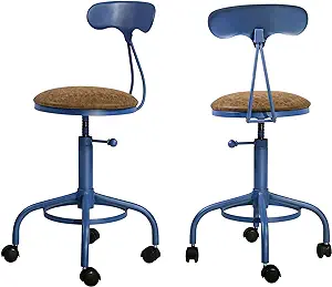 Rolling Stool With Wheels &amp; Backrest, 21&quot;-25&quot; Counter Height Adjustable ... - $276.99