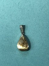 Estate Dainty Floral Etched Brushed Goldtone Teardrop Locket Pendant or Charm –  - £8.99 GBP