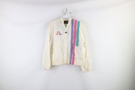 Vintage 80s NASCAR Womens Small Betty Jane France Pastel Striped Racing Jacket - £71.41 GBP