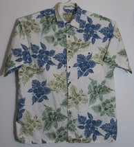 Bamboo Cay Fine Resort Wear White Cotton Floral Hawaiian Short Sleeve Shirt XL - £37.20 GBP