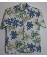 Bamboo Cay Fine Resort Wear White Cotton Floral Hawaiian Short Sleeve Sh... - £37.62 GBP