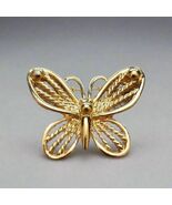 Vintage Napier Butterfly Brooch – Gold Tone Rope Detail – Signed - $20.69 CAD