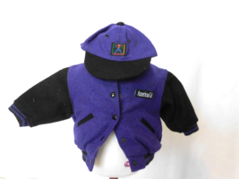 American Girl 1995 Purple Varsity Jacket Cap Outfit Complete Retired  - $13.86