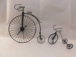 2 pc Set Metal Big Wheel Bicycles Collectors Items Home Art Decor - £30.92 GBP