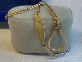 Vtg Simmons Gold Filled Pocket Watch Fob Fashion Jewelry 17&quot; Monogrammed... - £110.42 GBP