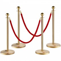 Stanchion Post with Velvet Rope, 4-Pack Crowd Control Stanchion with 2PCS 5F... - £74.55 GBP