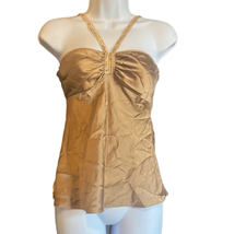 Ticci Tonetto Womens Medium Vintage Tan 100% Silk Sequin Strap Cami Cami... - £14.61 GBP