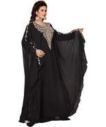 Black Stylish Kaftan Maxi farasha Abaya Dress Moroccan Dubai Fancy Long ... - $1,441.44 MXN