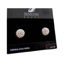 Swarovski Savvy Rhinestone Button Pierced Earrings Vintage New - £20.65 GBP