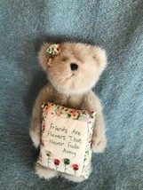Gently Used Boyd’s Bears Tan Teddy Bear w Embroidered Floral Pillow FRIENDS ARE  - £9.02 GBP