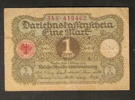 Germany Weimar Republic Darlehenskassenschein 1 MARK 1920 Ser. # 548 . 4... - £4.13 GBP