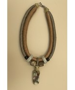 Silk Cord Necklace With Jade Rings Stone Pendant - $3,451.36 MXN