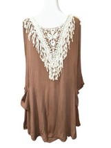 Entro Brown Dress With Crochet Detail, Size Medium - £10.69 GBP