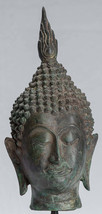 Buddha Head - Antique Thai Style Sukhothai Mounted Bronze Buddha Head - 29cm/12&quot; - £381.91 GBP