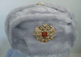 Authentic russian military off/white ushanka with/Double Eagle - £24.64 GBP