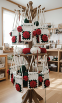 Red Rose Crochet Mobile Pouch – Unique Handmade Accessory - $55.00