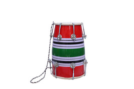 BabyWooden nut bolt Dholak musical instrument colour multi dhol dholki Hand drum - $97.00