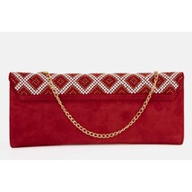 The Nampula Red Glitter Suede Leather Clutch image 5
