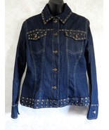 Studio West Blue Denim Long Sleeve Woman&#39;s Jacket Button Up Gold Tone St... - £13.14 GBP
