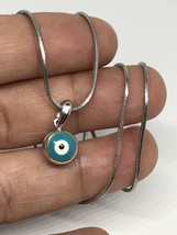 Silver Tone Blue Eye Necklace - £9.56 GBP