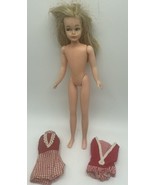 Vintage EEG EE BARBIE BLONDE SKIPPER DOLL  SWIMSUIT Two Outfits Rare Red... - £16.48 GBP