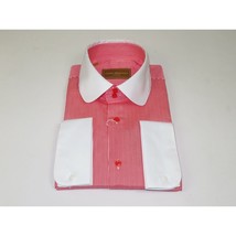 Men 100% Cotton Dress Shirt CIERO MONTERO Turkey 1A99-53 White Red Slim Fit image 5