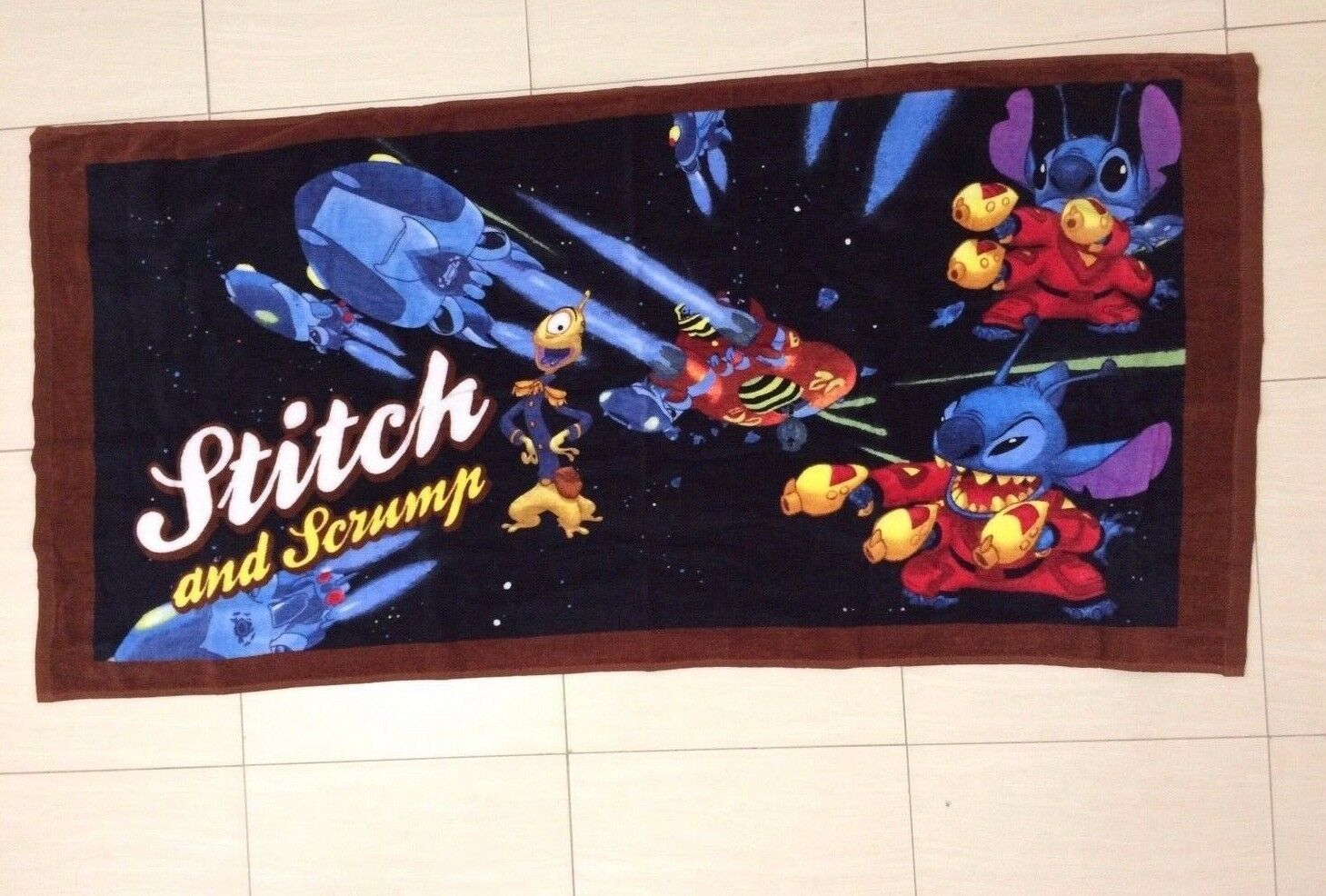 Disney Lilo Stitch Experiment Bath Towel soft touch. Space Adventure Theme.RARE - £31.78 GBP