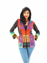 Handmade Patchwork Boho Hoodie 100% Pre-Washed Cotton Pixie Hood Purple ... - $49.99