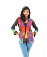 Handmade Patchwork Boho Hoodie 100% Pre-Washed Cotton Pixie Hood Purple ... - $49.99