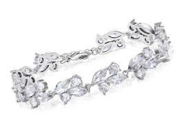 Marquise Wedding Bracelet,Crystal Rhinestone Bridal - £69.22 GBP