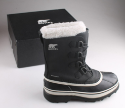 Sorel Uomo Nero Pietra Caribou pelle Impermeabile Cold-Weather Stivali US - $89.99