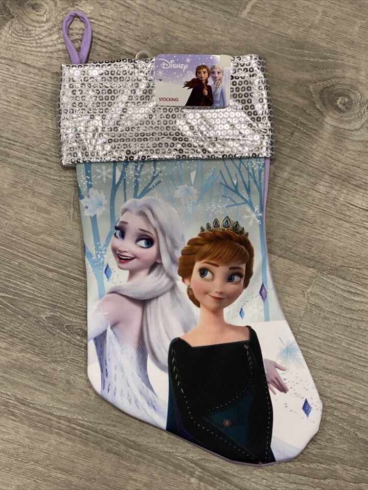 Elsa & Anna Disney Frozen Christmas Stocking With Shiney Cuff 16" Long - $12.46