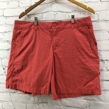 Liz Claiborne Shorts Womens Sz 12 Stretch Cotton Red Orange Back Pockets - £7.49 GBP