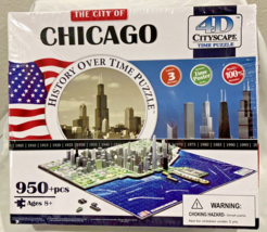 4D Cityscape Time Puzzle The City of Chicago History Over Time 950+ Piec... - $29.97