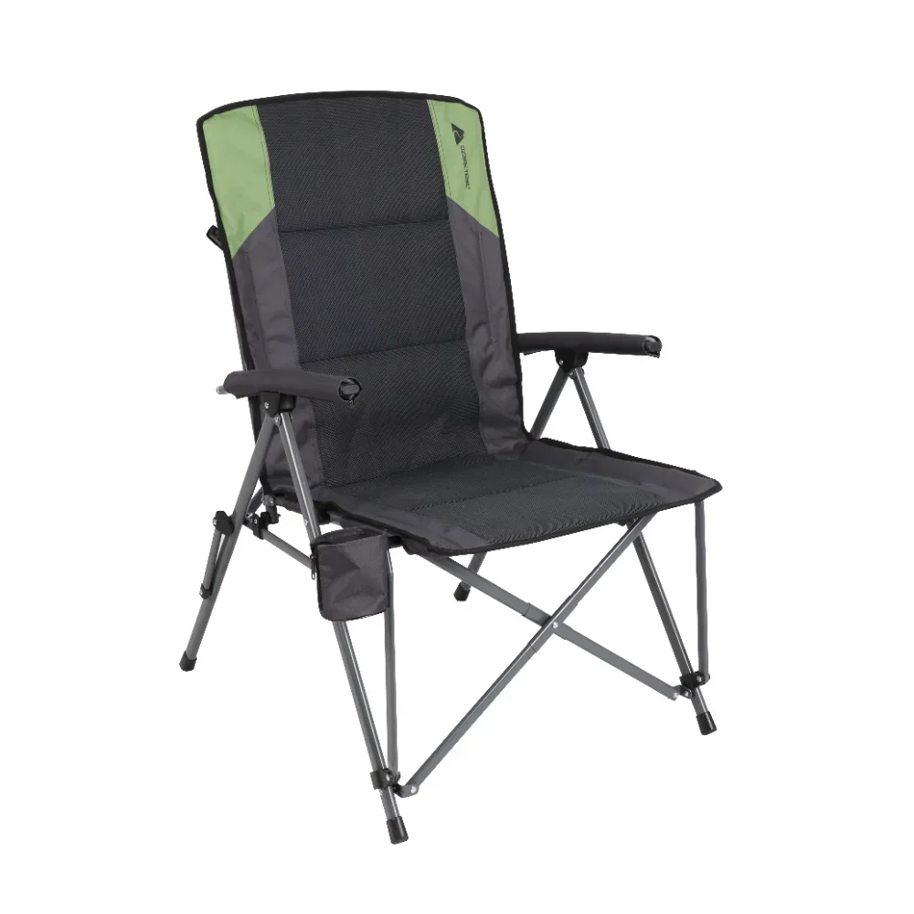 High Back Hard Arm Camping Chair, Gray - £49.93 GBP