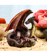 Small Purple Dragon With Red Lava Wings Resting On Volcanic Rock Figurin... - £14.93 GBP