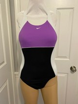 NWT $100 Nike Women&#39;s Size 10 One Piece Swim Bathing Suit Black  TPSS0488 - £27.56 GBP